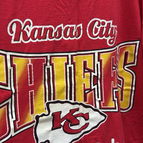 Vintage 1997 Kansas City Chiefs‎ Riddell T-Shirt Single Stitch 90s XXL-READ Hole - Picture 4 of 12